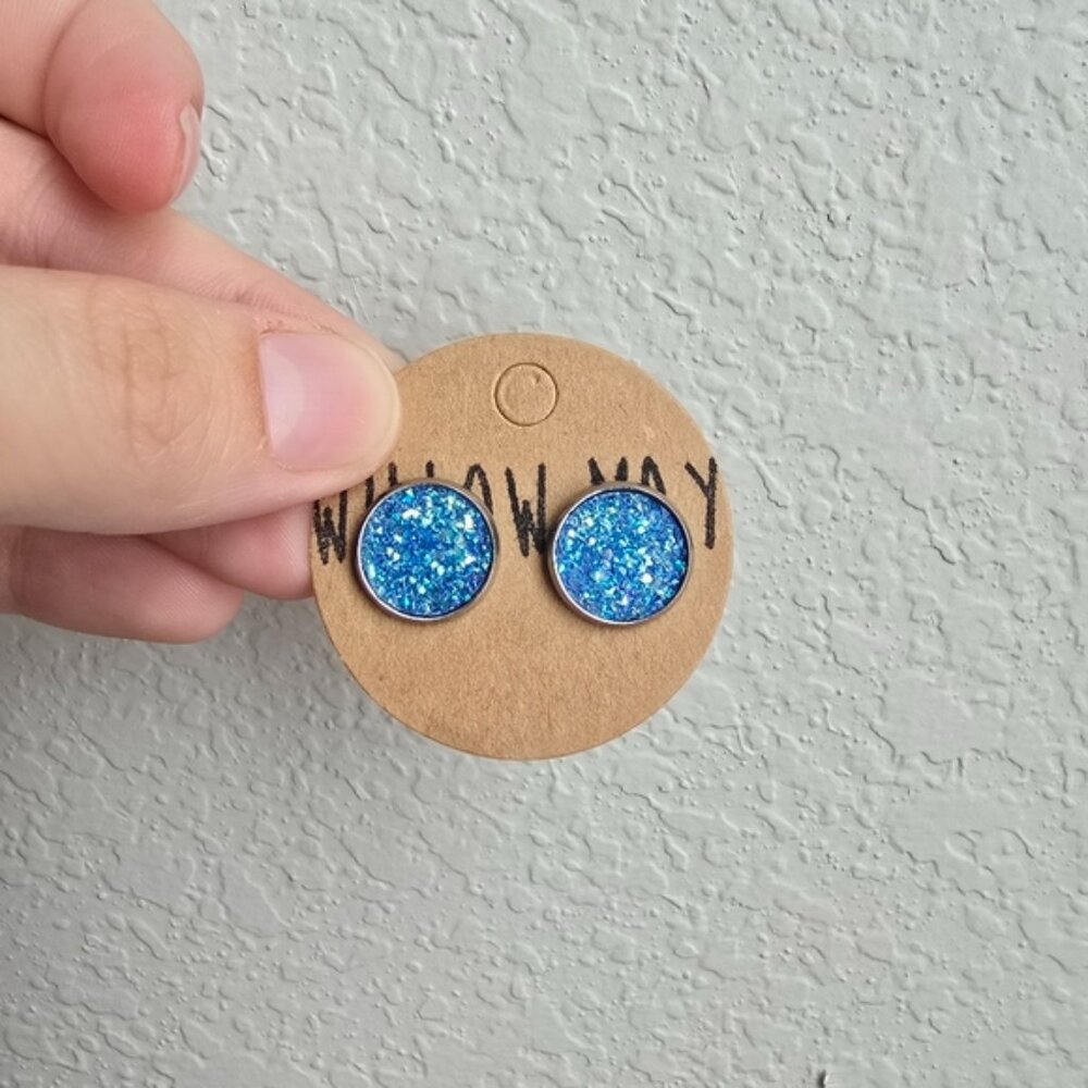 Willow May Off Blue Glitter Earrings